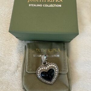 Judith Ripka Sterling Heart Pendant with Black Onyx Center